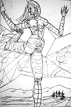 Life Dance, pen and ink drawing on paper